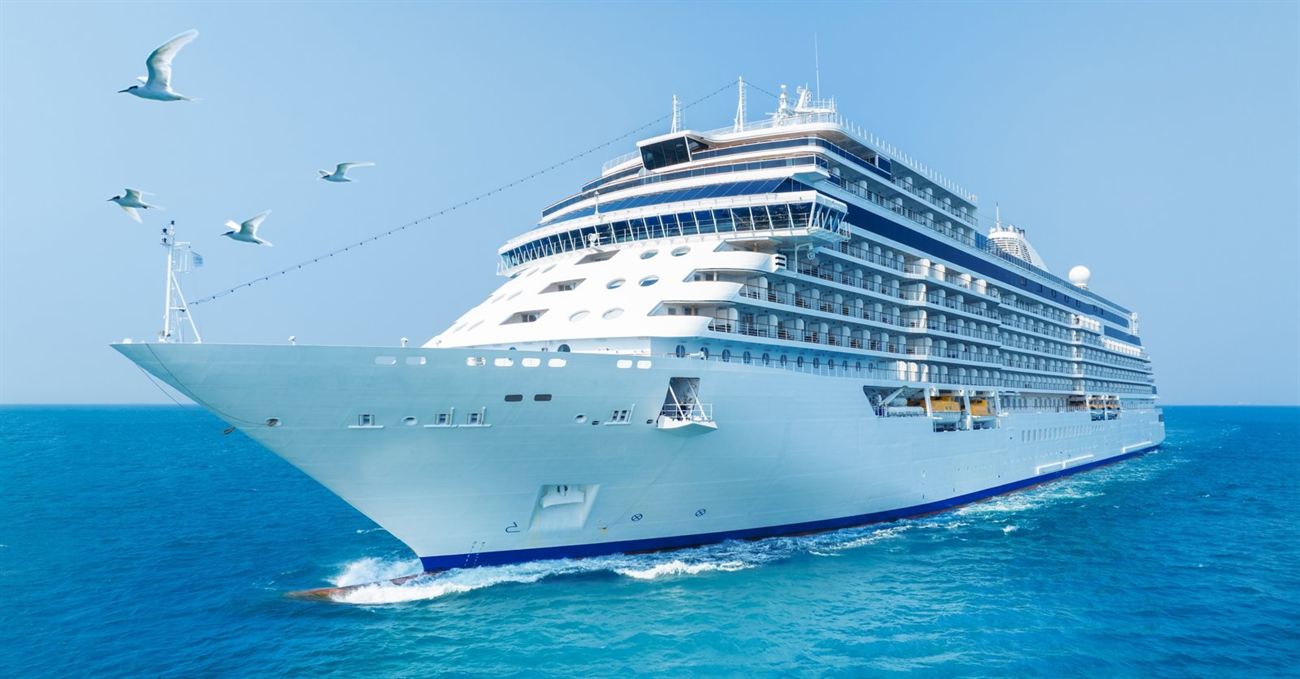 Cruise ship at sea returning to port